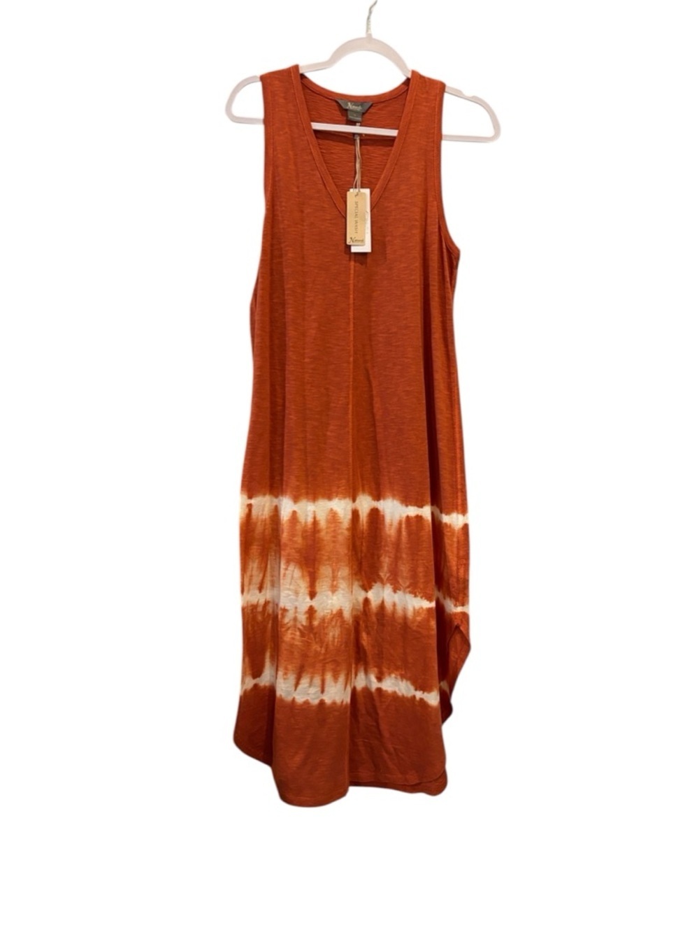 NWT Natural Reflections Ginger Spice Slub Knit Midi Dress Rust Orange Small